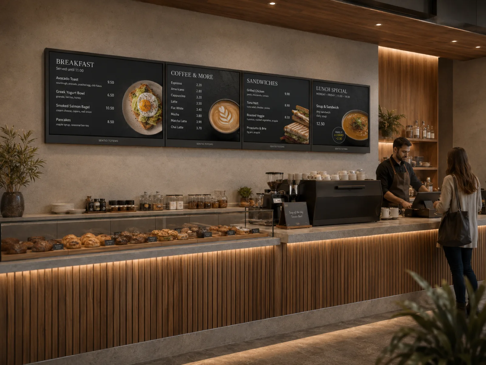 Sentio Totems w gastronomii — digital menu